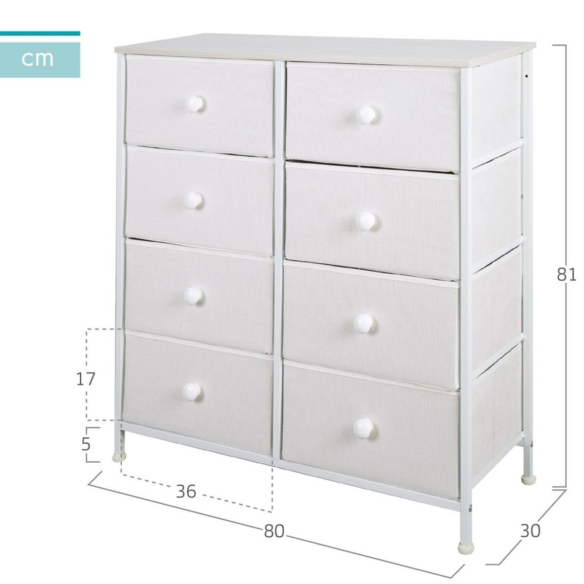 Kommod Max Home Vit 80 x 81 x 30 cm - 4