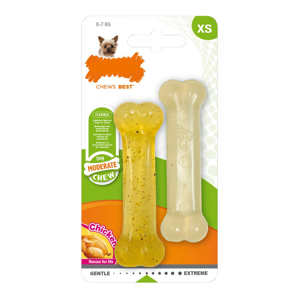 Tuggleksak för hundar Nylabone Moderate Chew Twin Termoplast Kyckling XS (2 pcs)