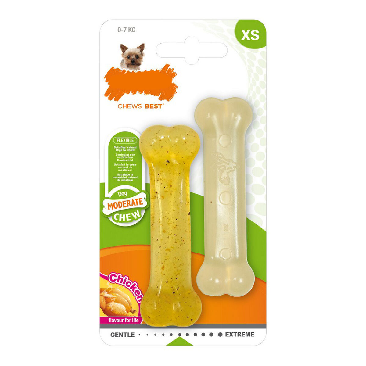 Tuggleksak för hundar Nylabone Moderate Chew Twin Termoplast Kyckling XS (2 pcs) - 3