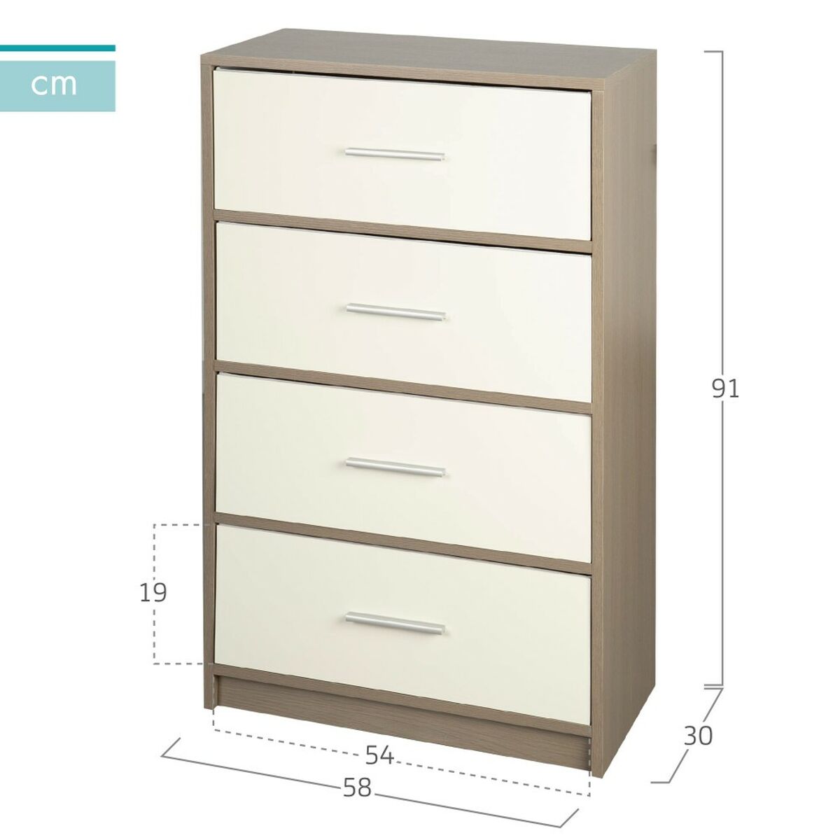 Kommod Max Home Vit Grå Modern 58 x 91 x 30 cm - 10