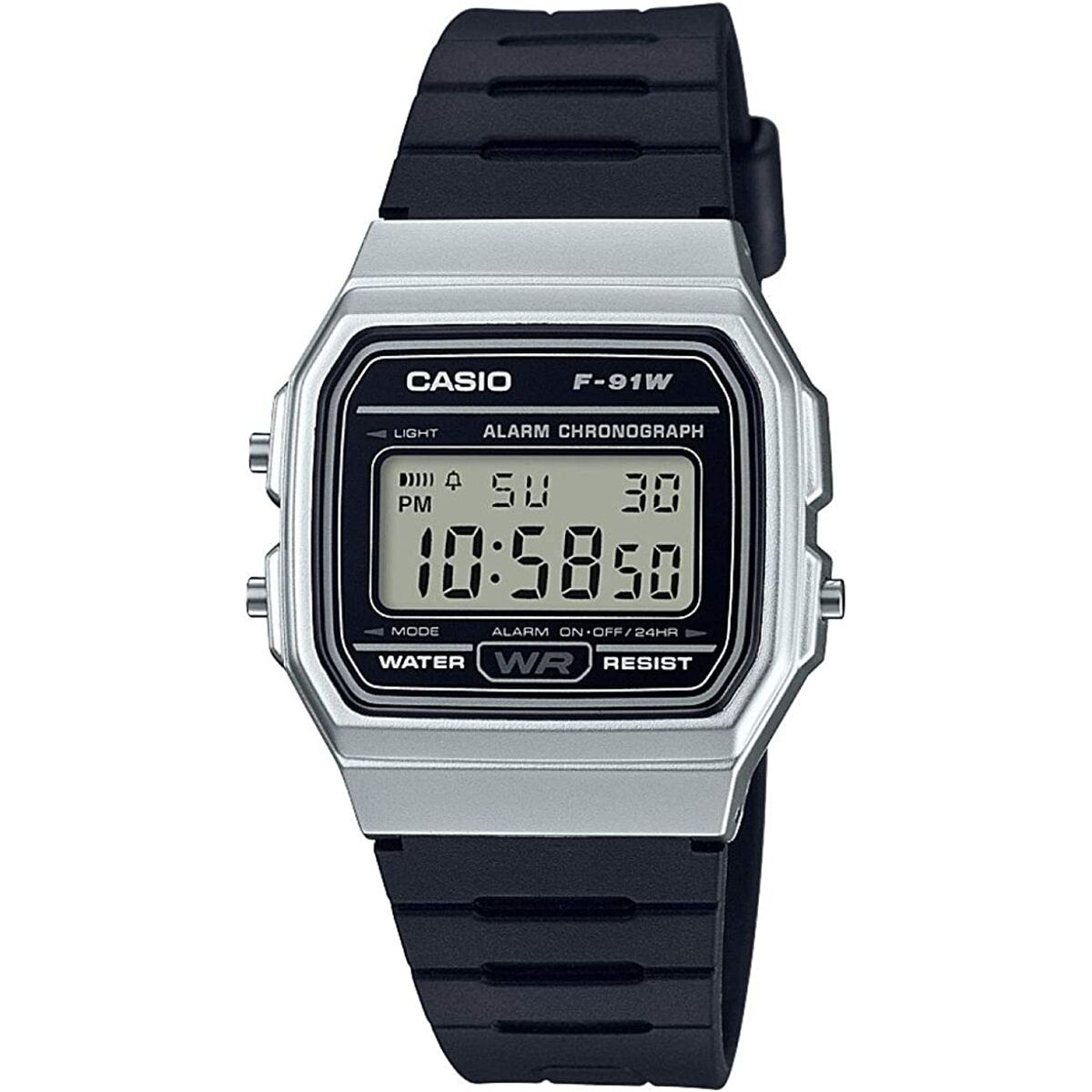 Unisexklocka Casio F-91 BIO RESIN STRAP - SILVER (Ø 35 mm)