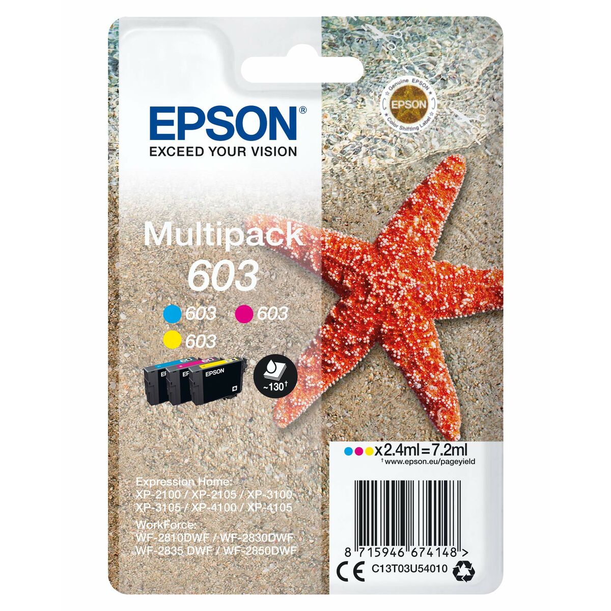 Original Bläckpatron Epson C13T03U54020 7,2 ml Multicolour - 3