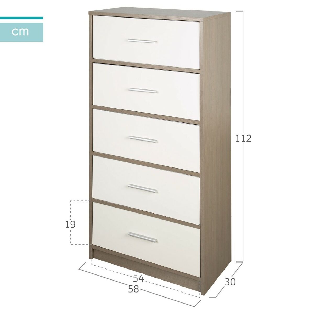 Kommod Max Home Vit Grå Modern 58 x 112 x 30 cm - 4