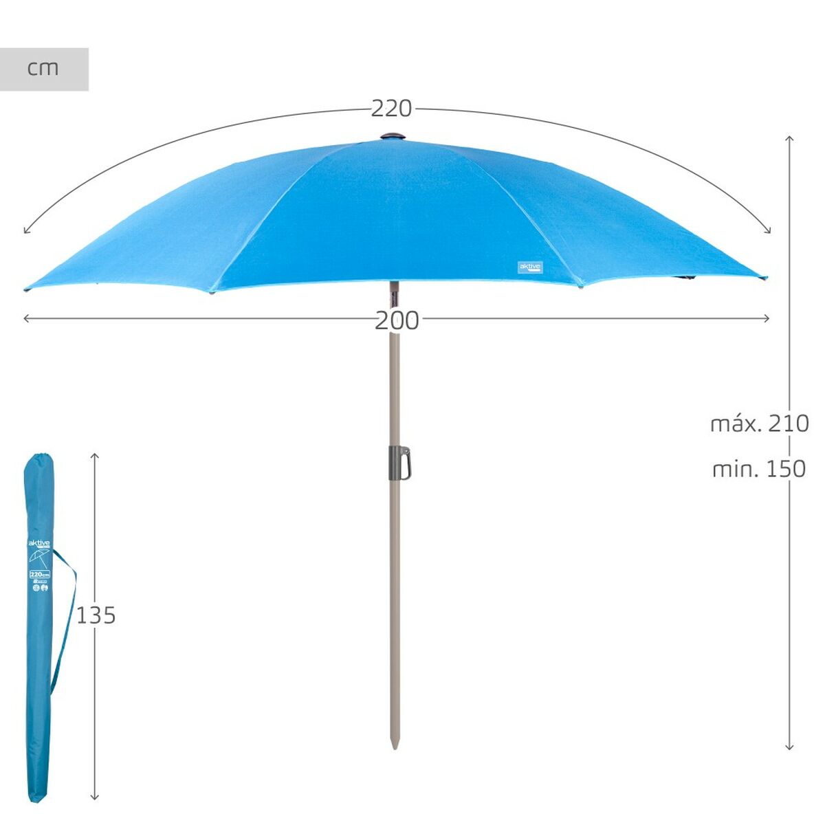Paraply Aktive 220 x 210 x 220 cm (2 antal) - 5