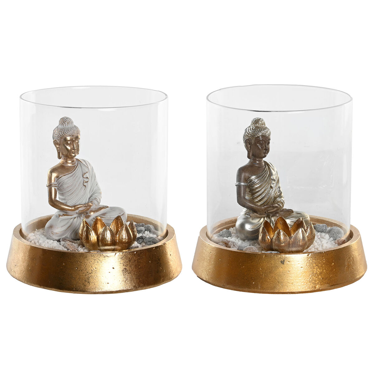Prydnadsfigur DKD Home Decor Silvrig Gyllene Orientalisk 16 x 16 x 18 cm (2 antal)