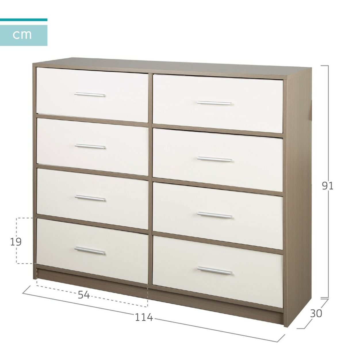 Kommod Max Home Vit Grå Modern 114 x 92 x 30 cm - 4