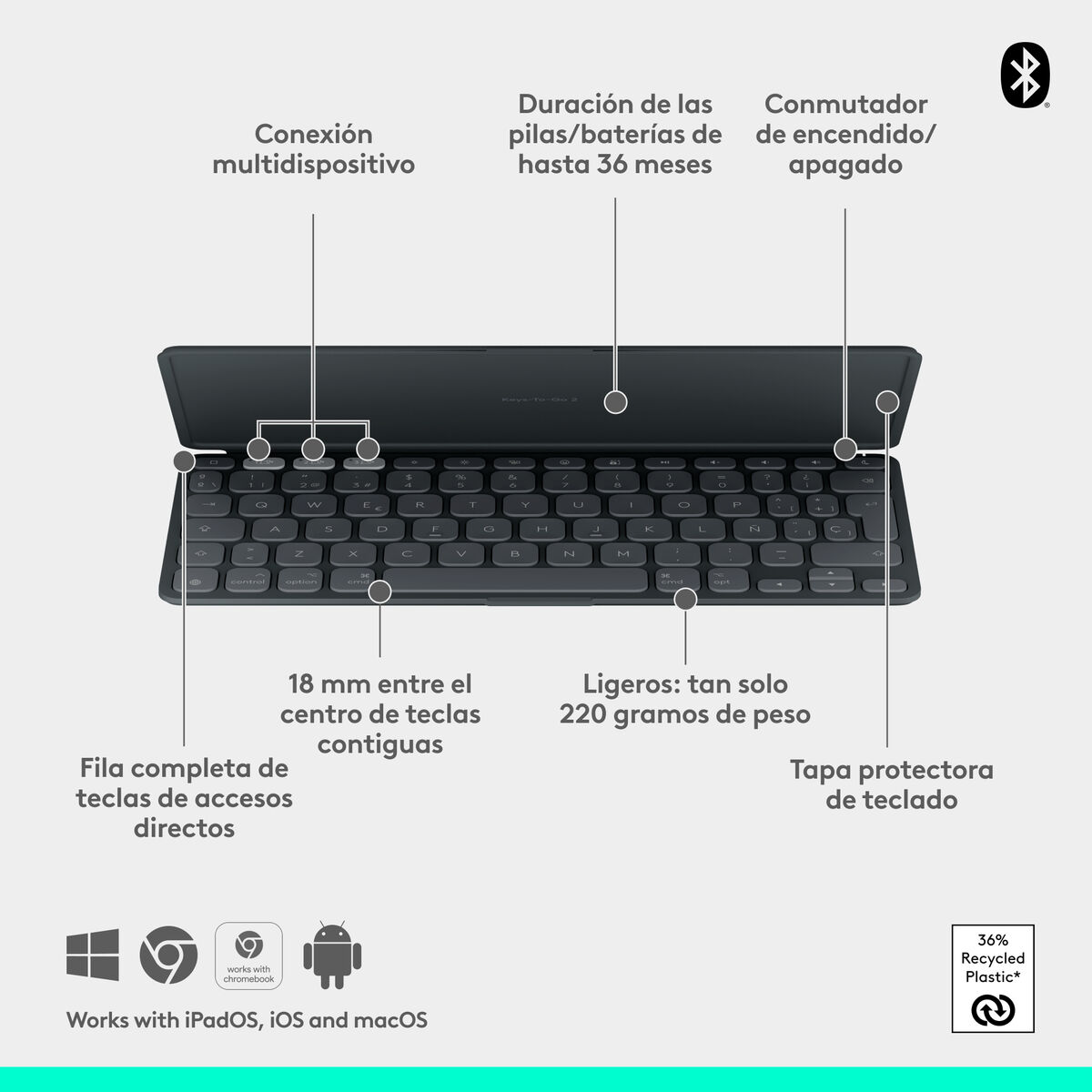 Bluetooth Tangentbord Logitech 920-013010 Grafit - 7