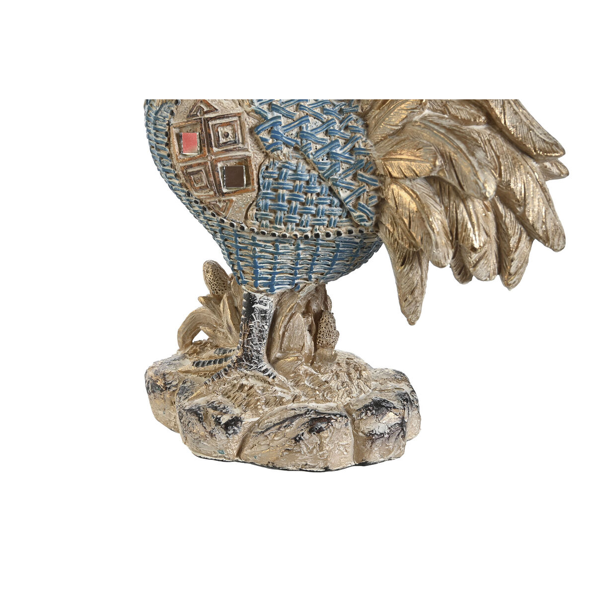 Prydnadsfigur DKD Home Decor 14,3 x 7,5 x 20 cm Blå Turkos Tupp Avskalad (2 antal) - 4