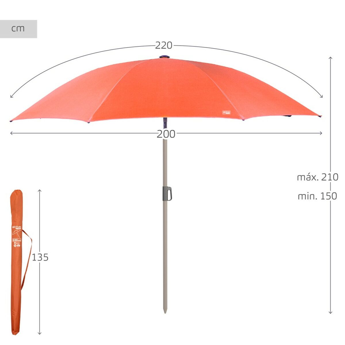Paraply Aktive 220 x 210 x 222 cm (2 antal) - 7