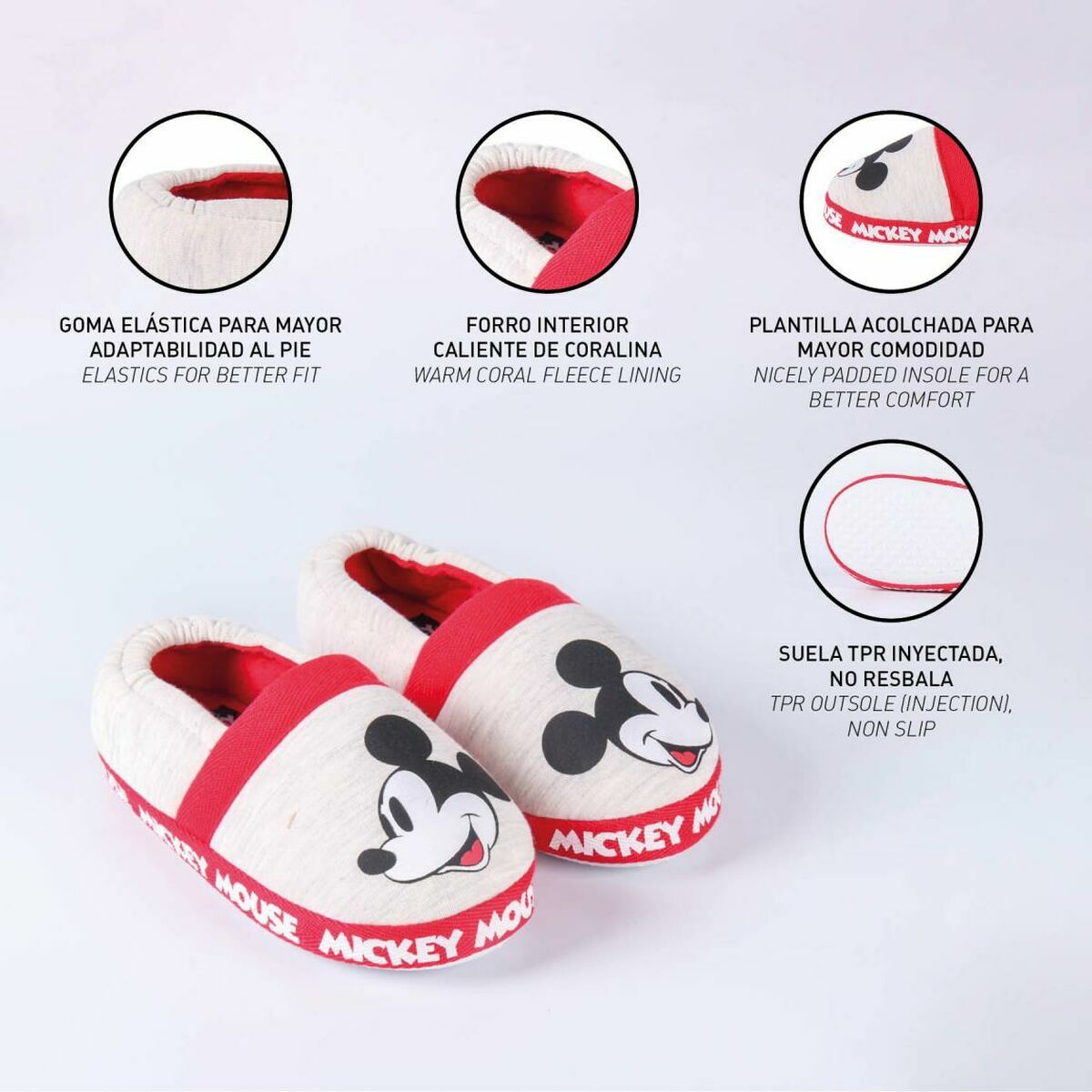 Hustofflor Mickey Mouse Ljusgrå - 10