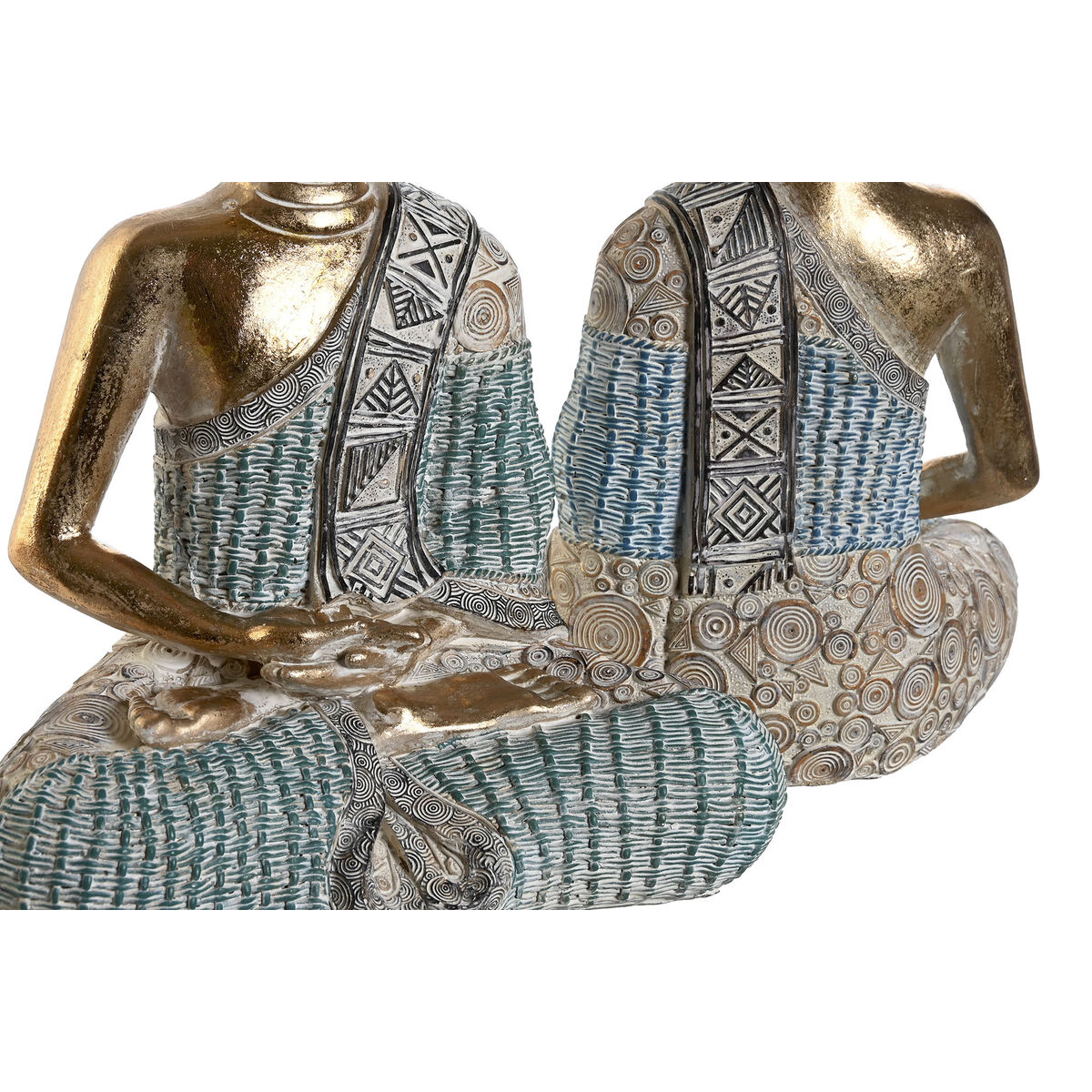 Prydnadsfigur DKD Home Decor 23 x 13 x 34 cm Blå Buddha Turkos Orientalisk Avskalad (2 antal) - 2