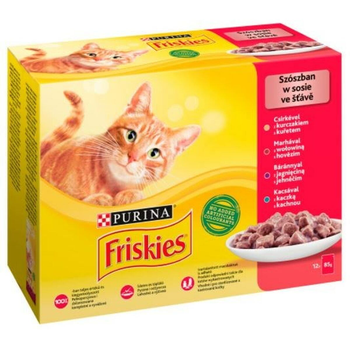 Kattmat Purina Friskies Mix Kyckling Kalvkött Lamm Anka 12 x 85 g - 2