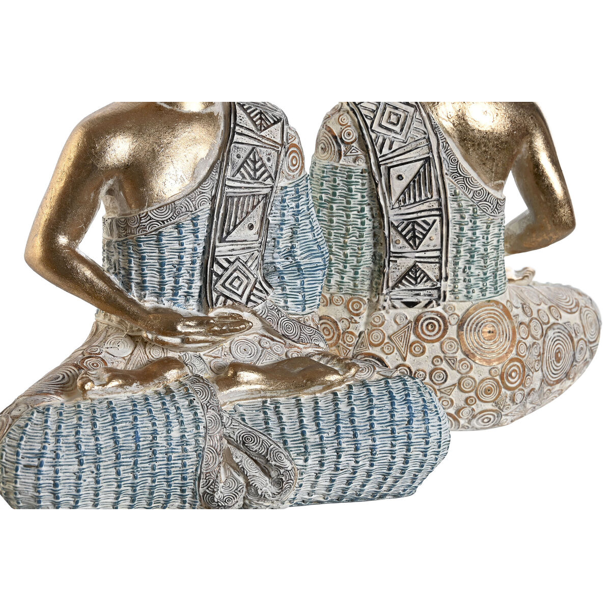 Prydnadsfigur DKD Home Decor 18,6 x 9,7 x 27 cm Blå Buddha Turkos Orientalisk Avskalad (2 antal) - 2