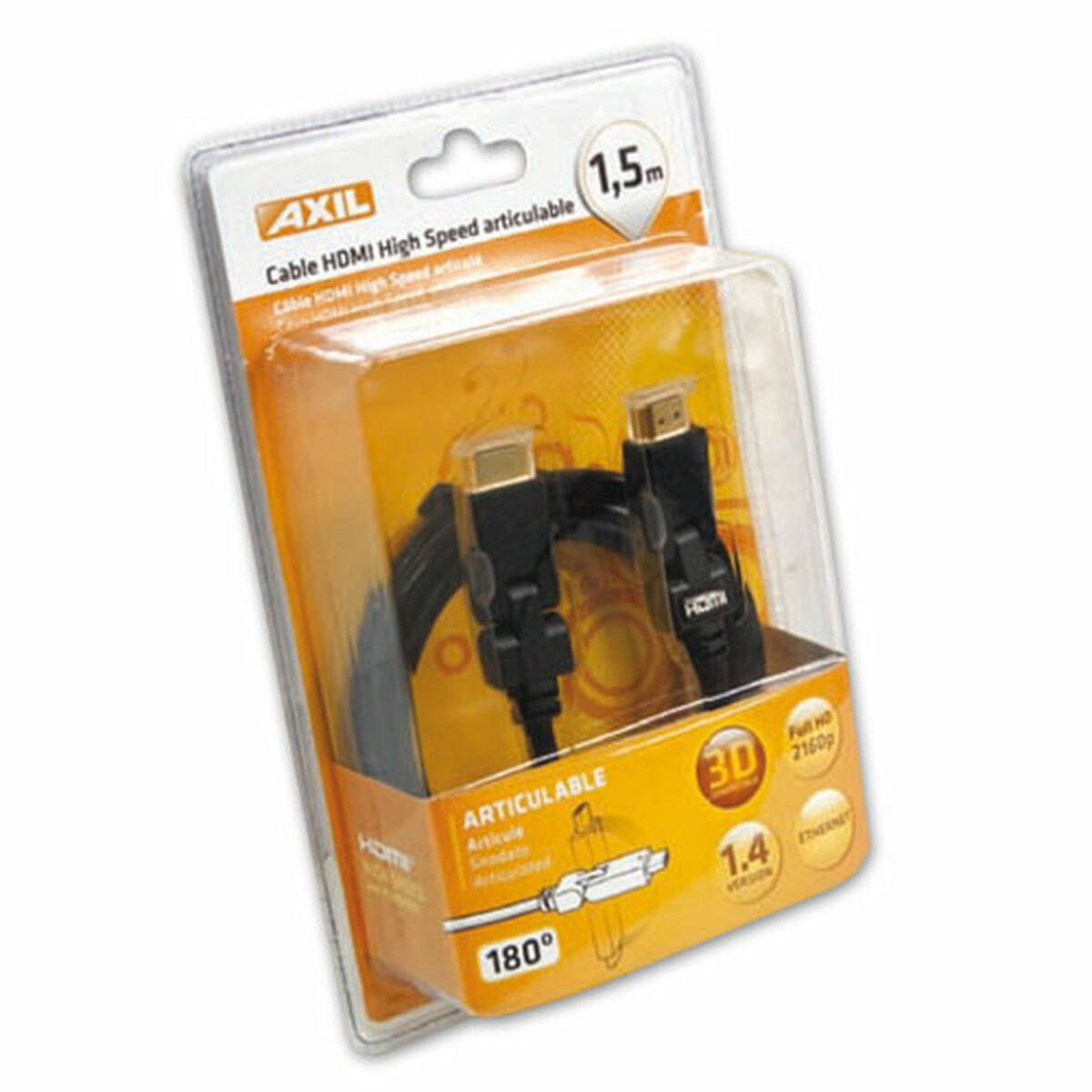 Kabel HDMI Axil 1,5 m Svart Hankontakt/Hankontakt