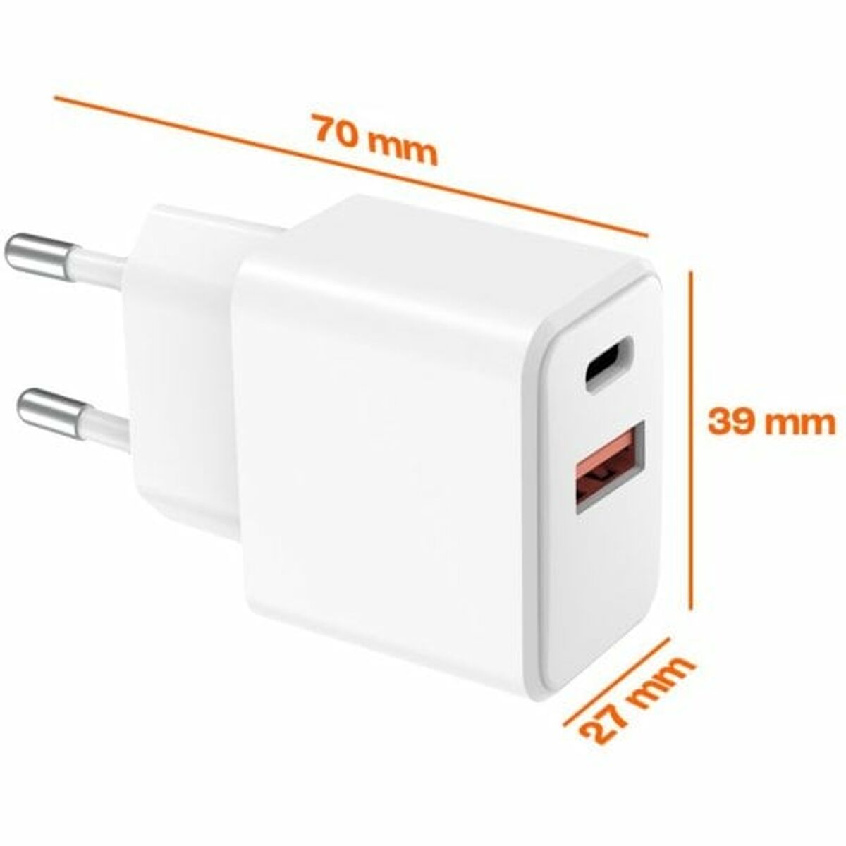 Väggladdare PcCom Essential Vit 20 W USB USB-C - 6
