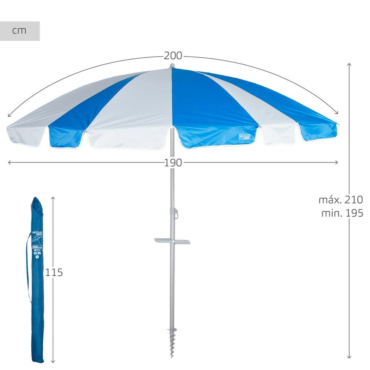 Paraply Aktive 200 x 210 x 200 cm (6 antal) - 12