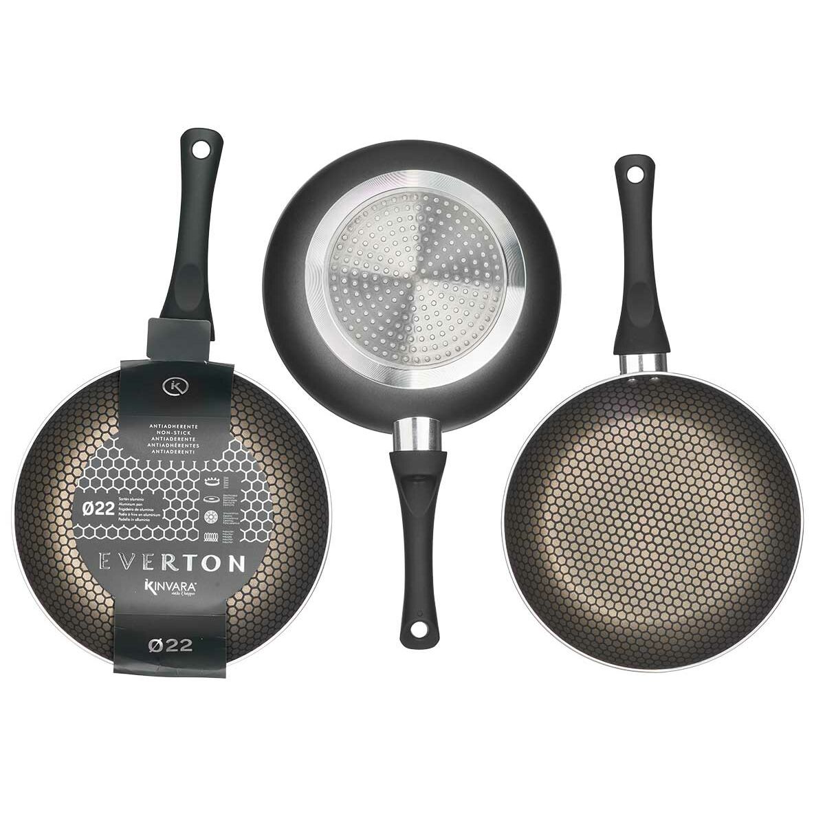 Non-stick-panna Kinvara Svart Aluminium Bakelit Induktionshäll 22 cm - 3