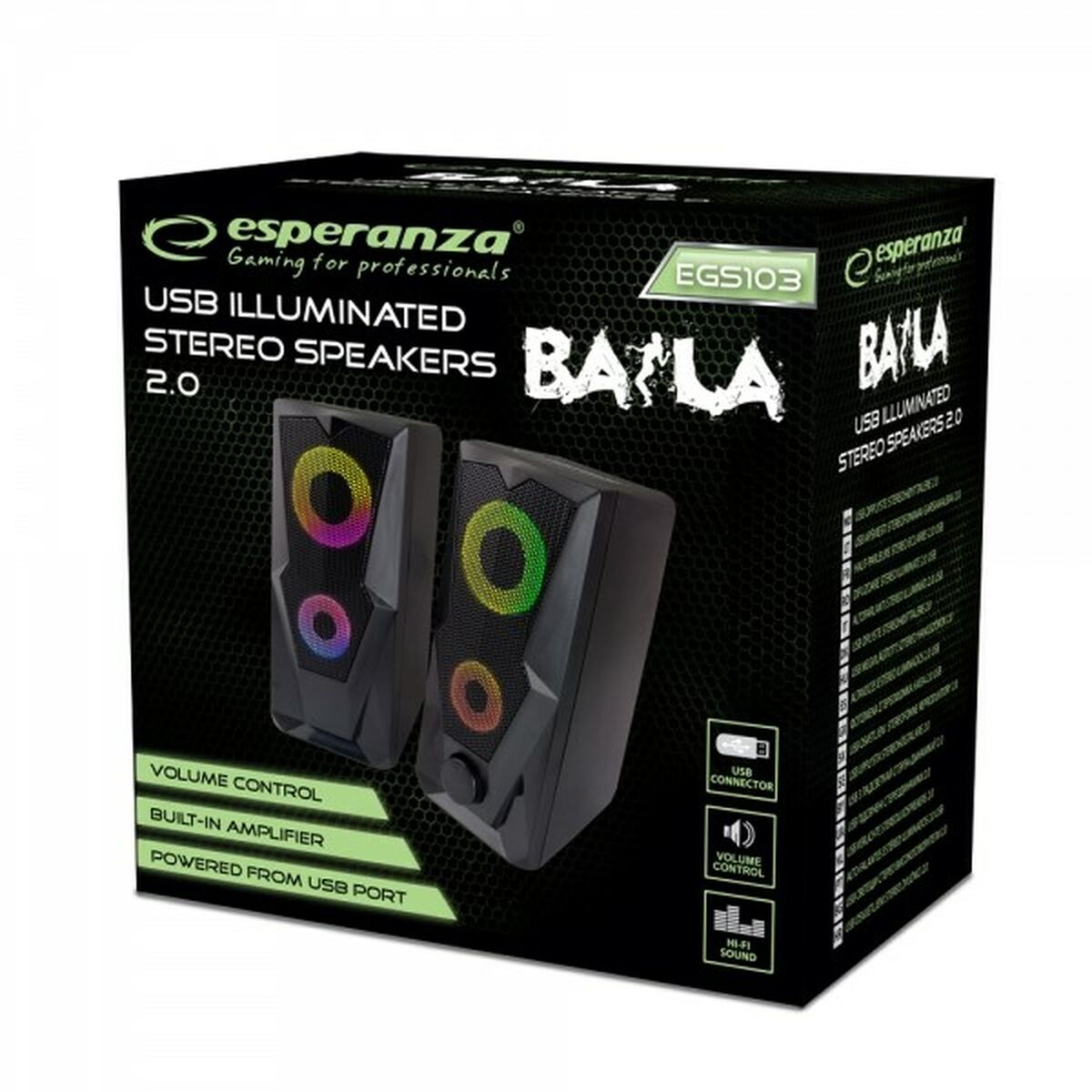 PC-högtalare Esperanza BAILA Svart Multicolour - 2