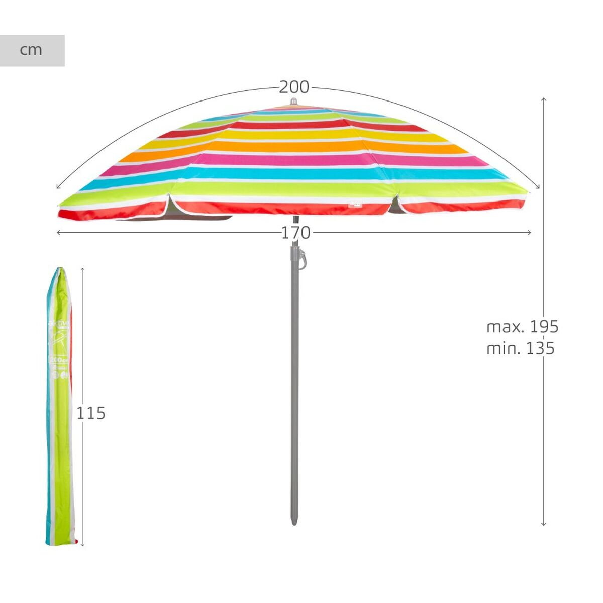Paraply Aktive 200 x 195 x 200 cm (6 antal) - 5
