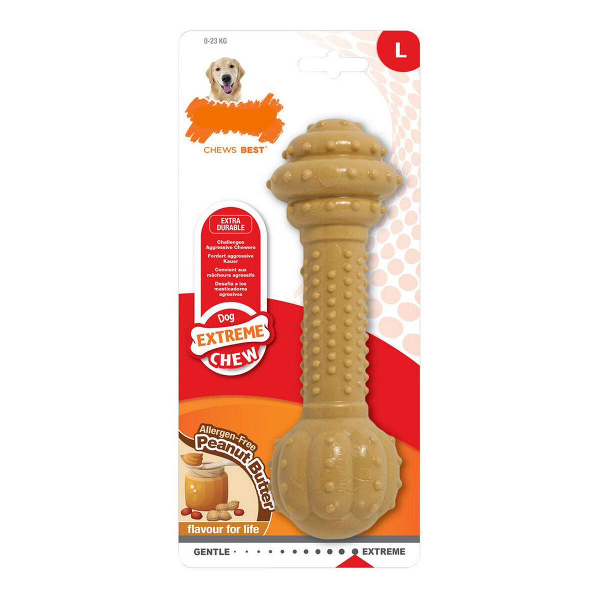 Tuggleksak för hundar Nylabone Extreme Chew Barbell Nylon Jordnötssmör - 3