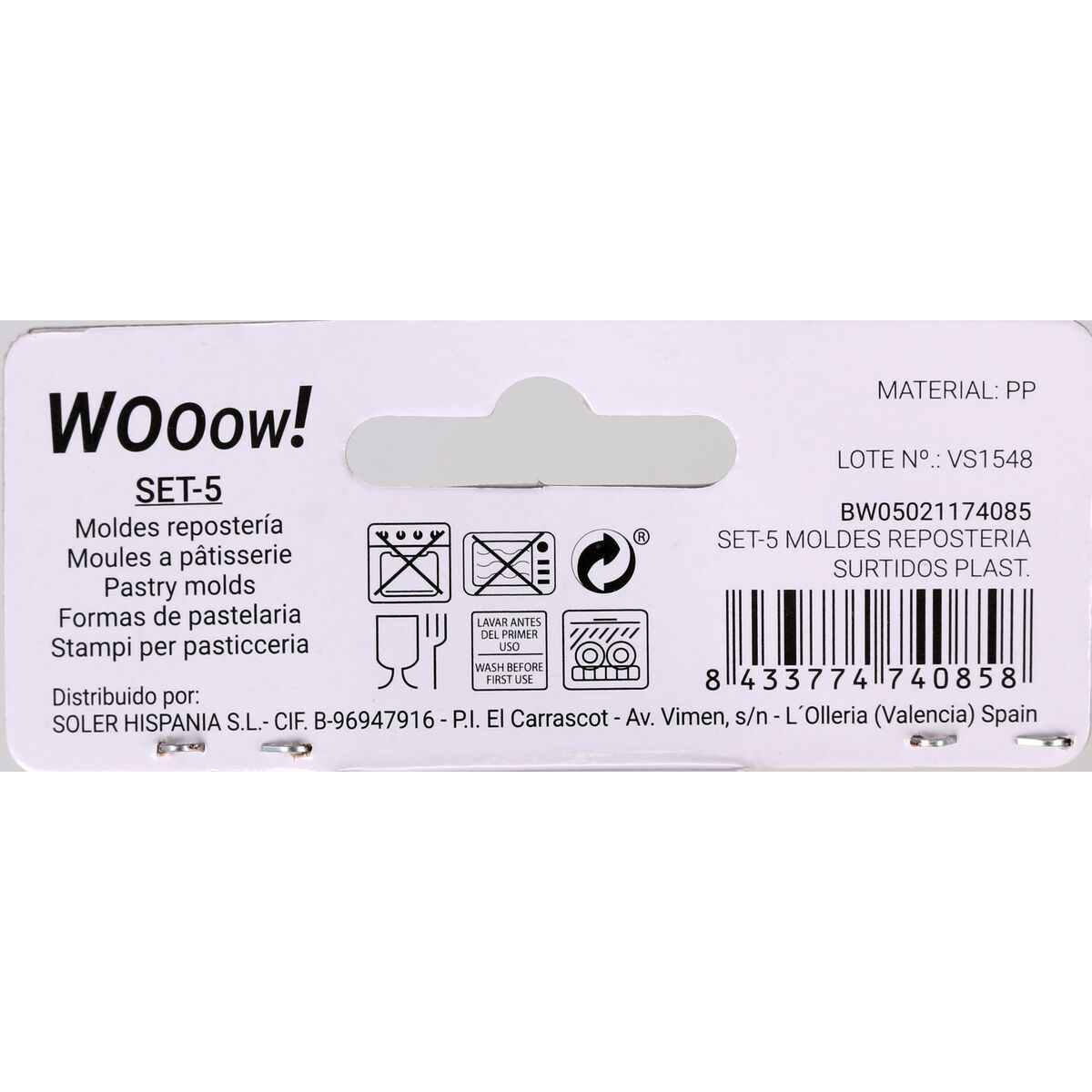 Set med Formar för Bakverk Wooow Silikon 5 Delar 9,5 cm (36 antal) - 6