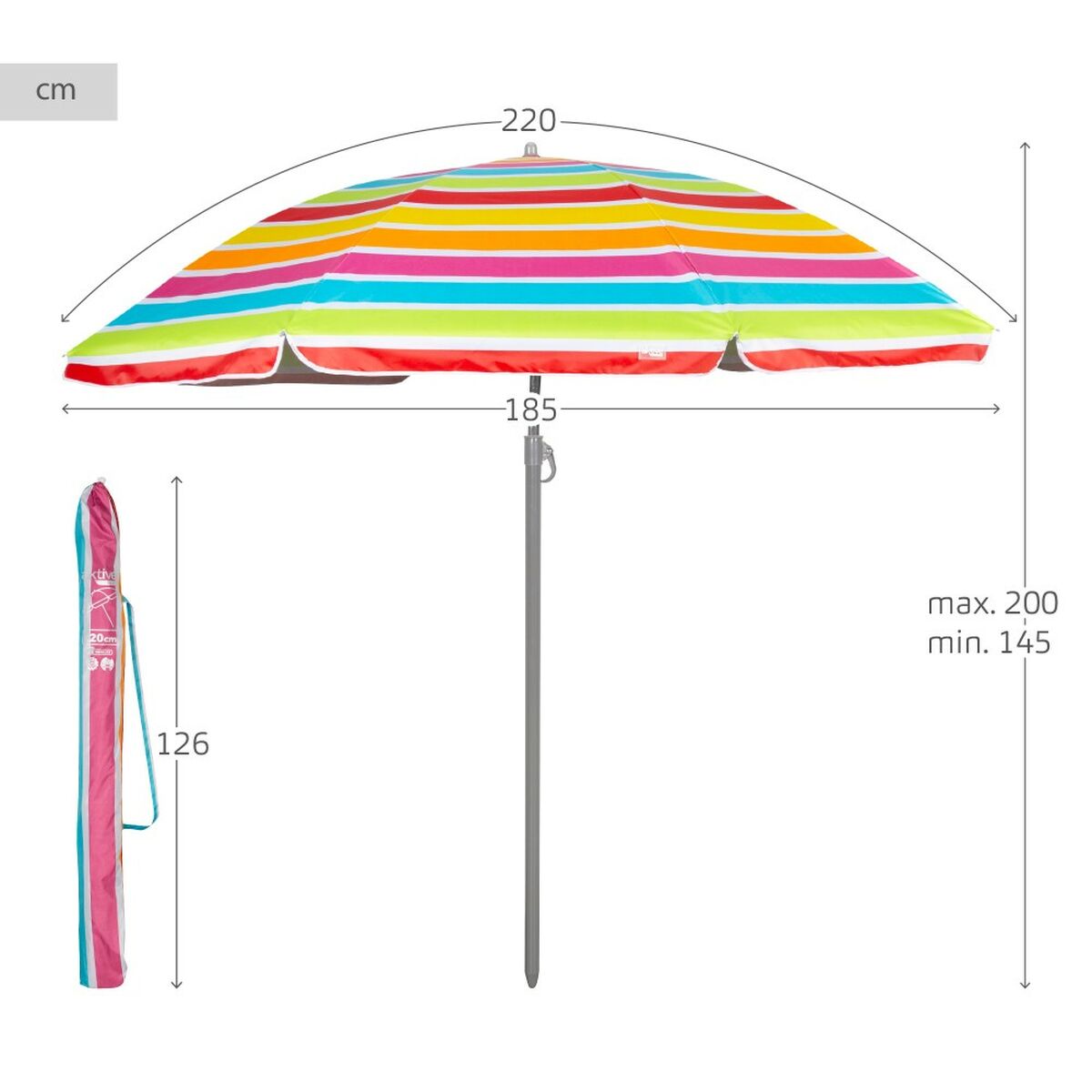 Paraply Aktive 220 x 200 x 220 cm (6 antal) - 5