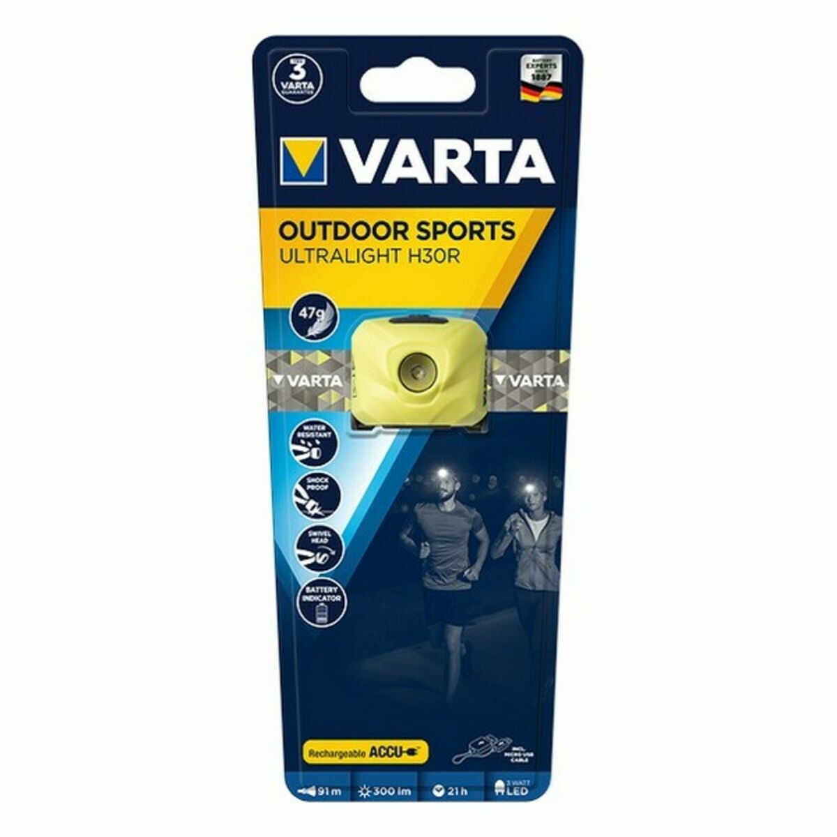 LED-lampa för huvudet Varta H30R 300 lm IPX4 3 W Gul - 3