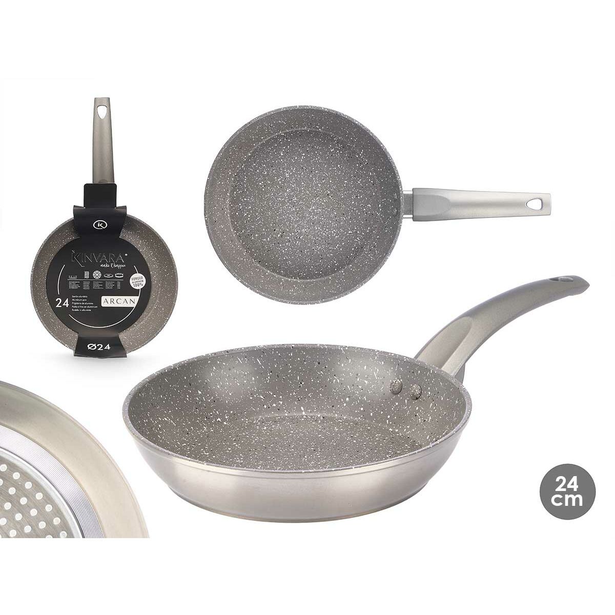 Non-stick-panna Kinvara 3 Silvrig Aluminium 24 cm Induktionshäll