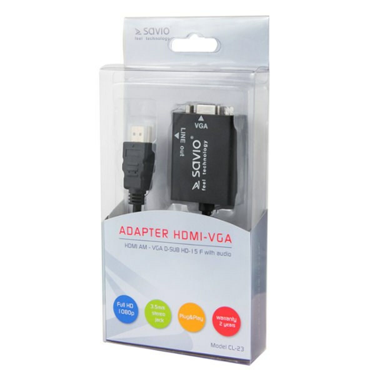 Adapter HDMI till VGA Savio CL-23 Svart - 2