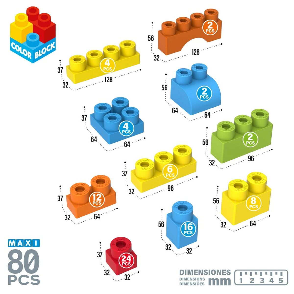Byggsats Color Block Basic 80 Delar (4 antal) - 5