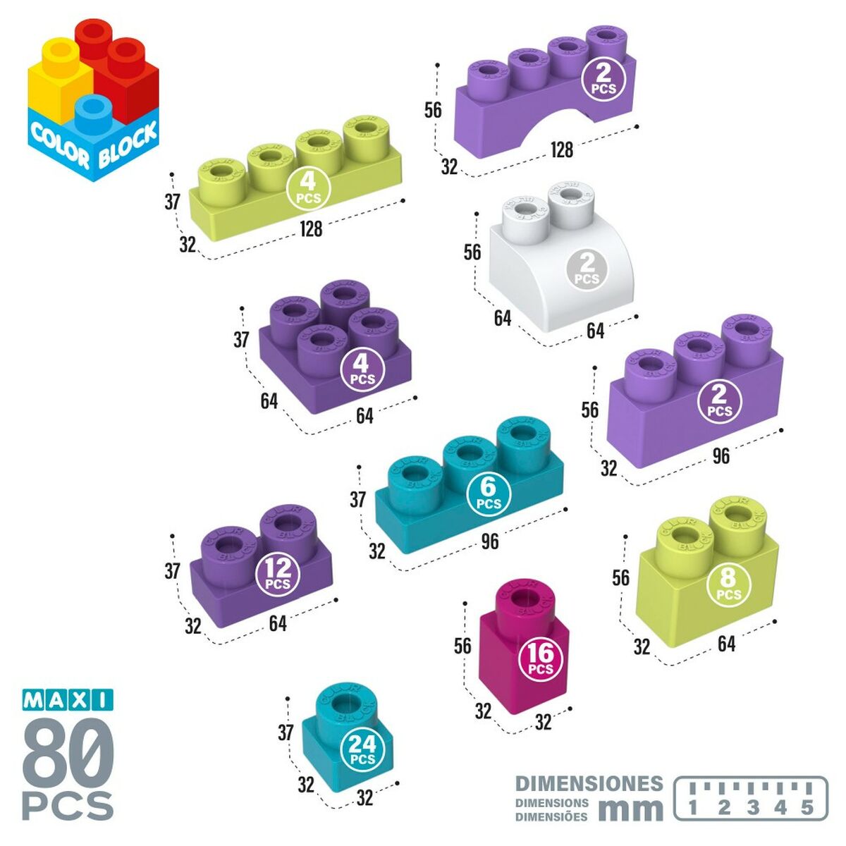 Byggsats Color Block Trendy 80 Delar (4 antal) - 5
