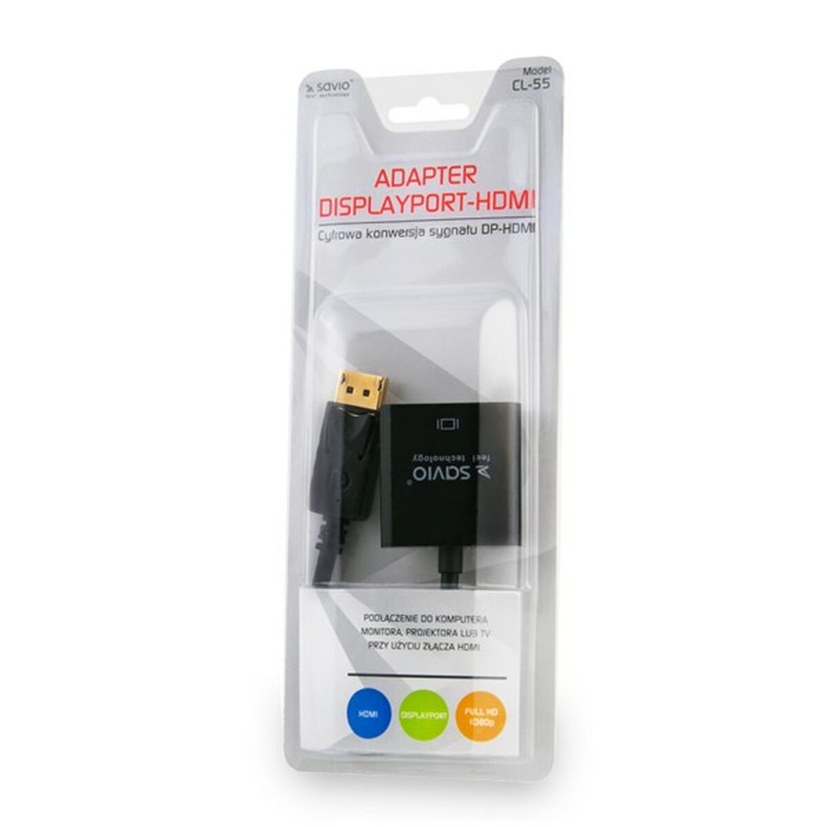 DisplayPort till HDMI Adapter Savio CL-55 Svart 20 cm - 2