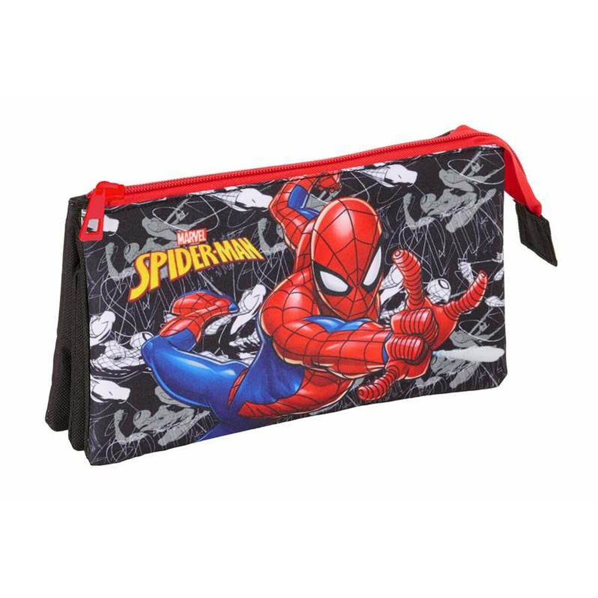 Tredubbel Carry-all Spider-Man Svart 22 x 12 x 3 cm