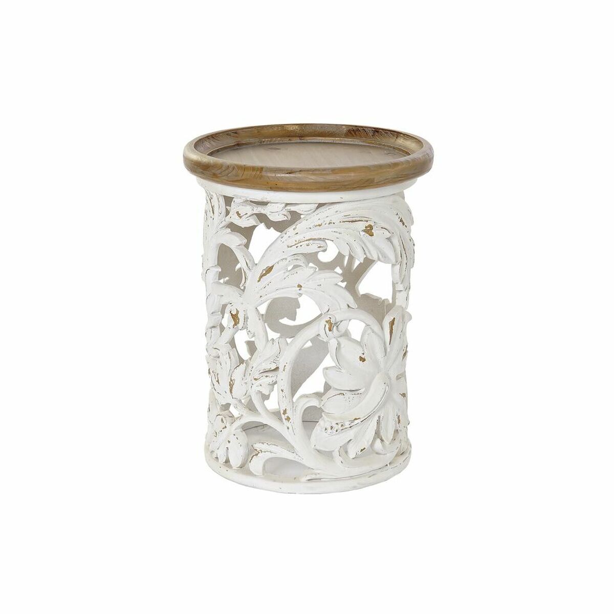 Sidobord DKD Home Decor Gran Naturell Metall Vit 30 x 40 cm Trä MDF 43 x 43 x 57 cm