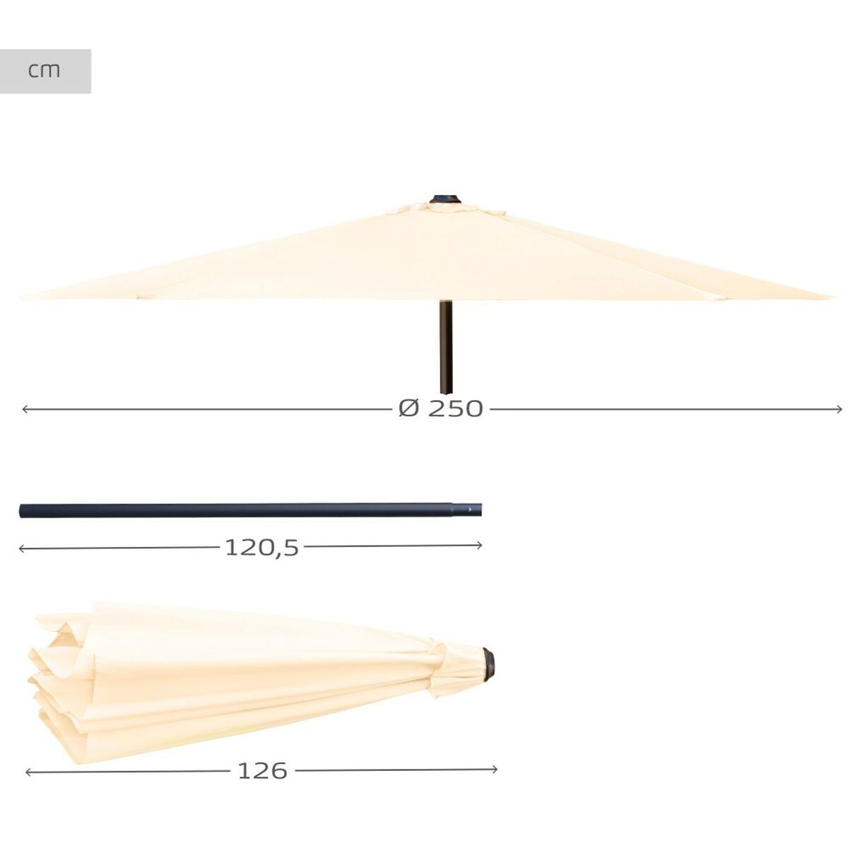 Paraply Aktive D250 Kräm Ø 250 cm - 4