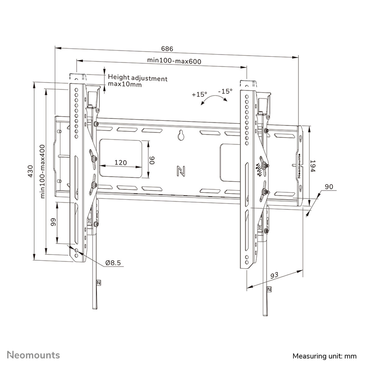 TV-fäste Neomounts WL35-750BL16 42" 86" - 7