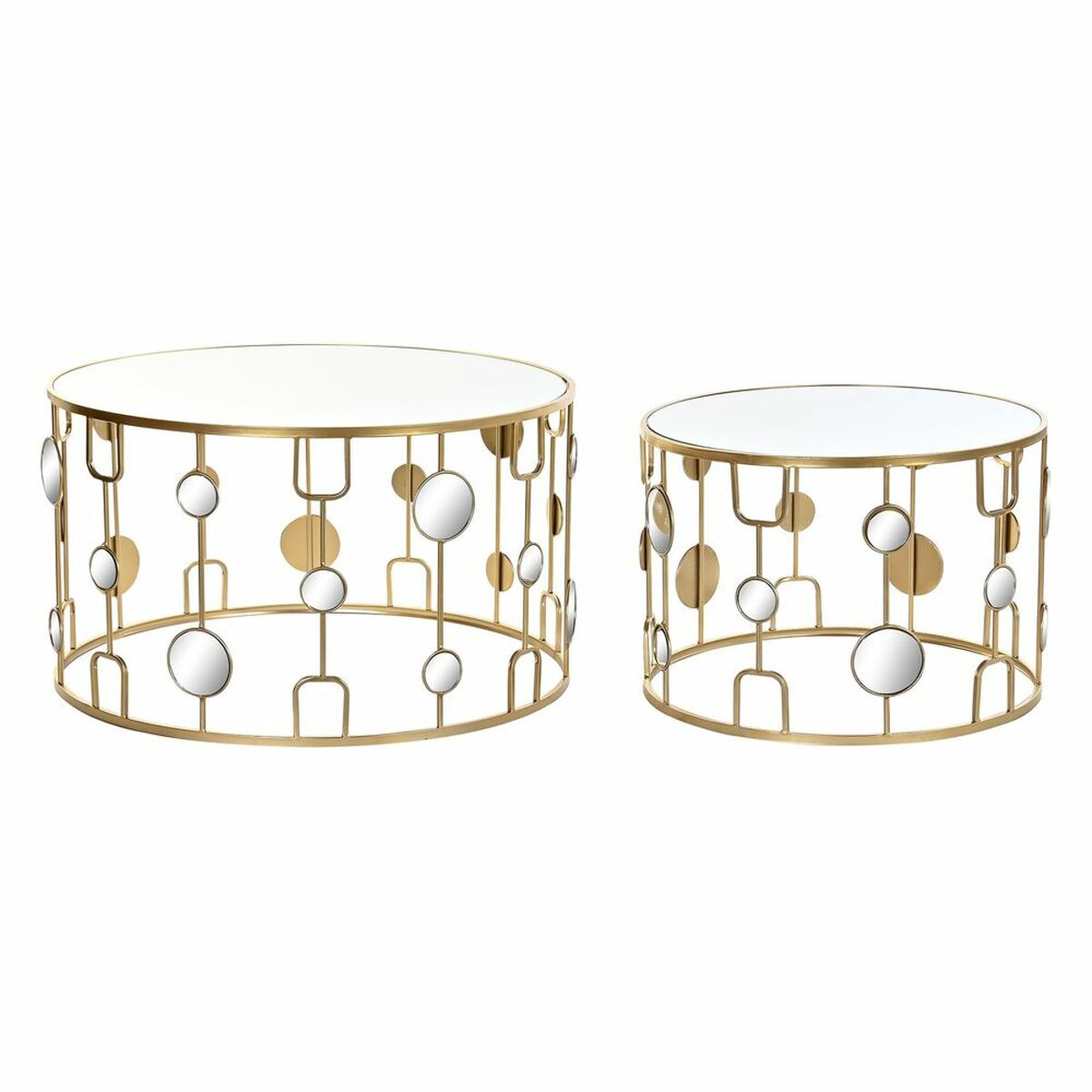 Set om 2 bord DKD Home Decor Speglar Gyllene Metall (80 x 80 x 45 cm) (2 pcs)