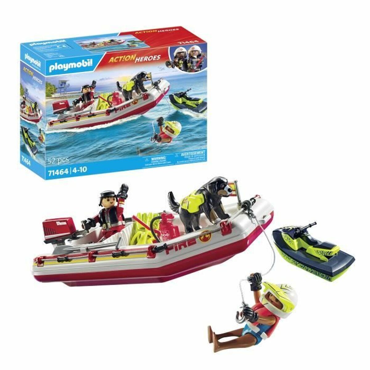 Playset Playmobil Action Heroes - Fireboat and Water Scooter 71464 52 Delar - 2