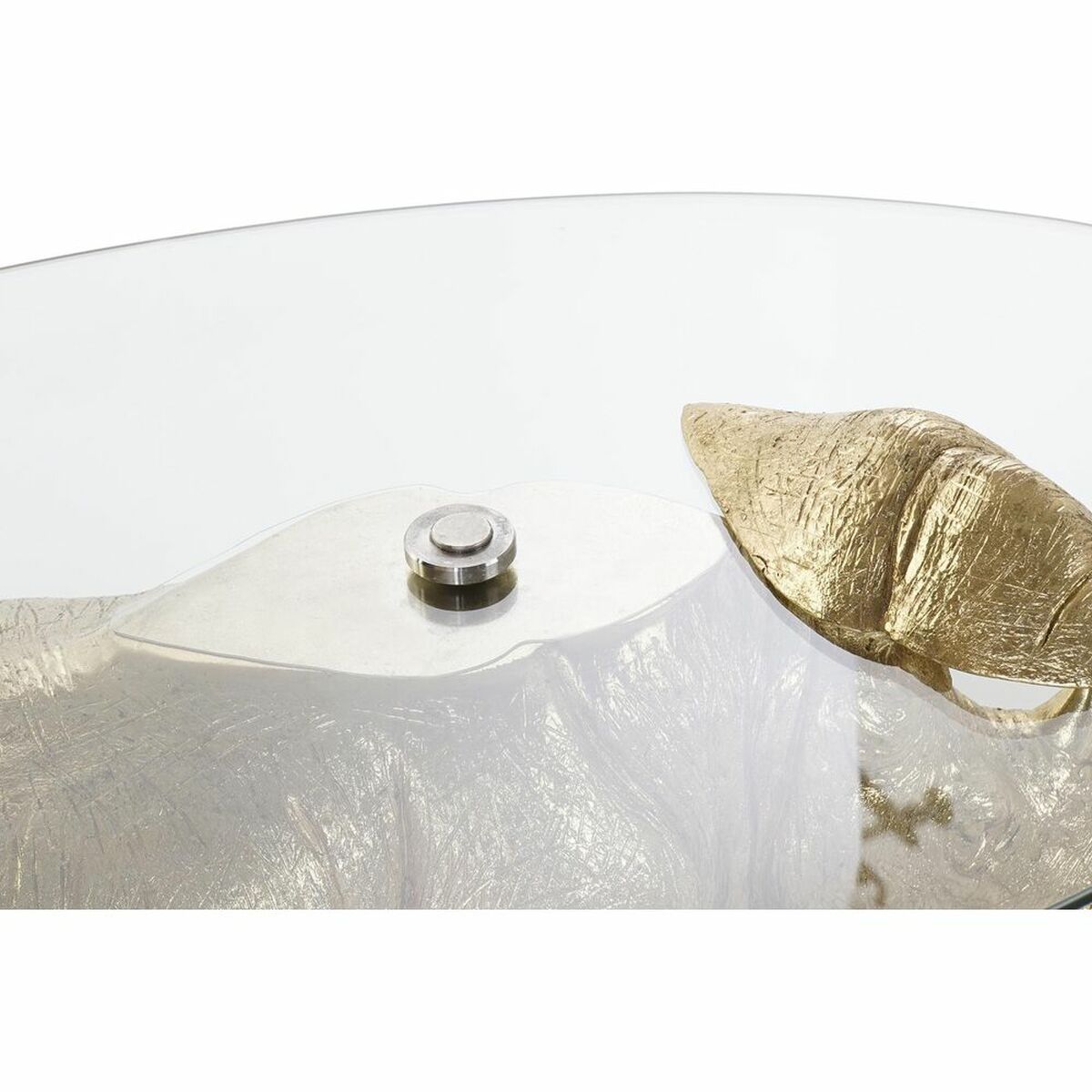 Sidobord DKD Home Decor Transparent Gyllene Harts Glas 100 x 60,5 x 46 cm - 2