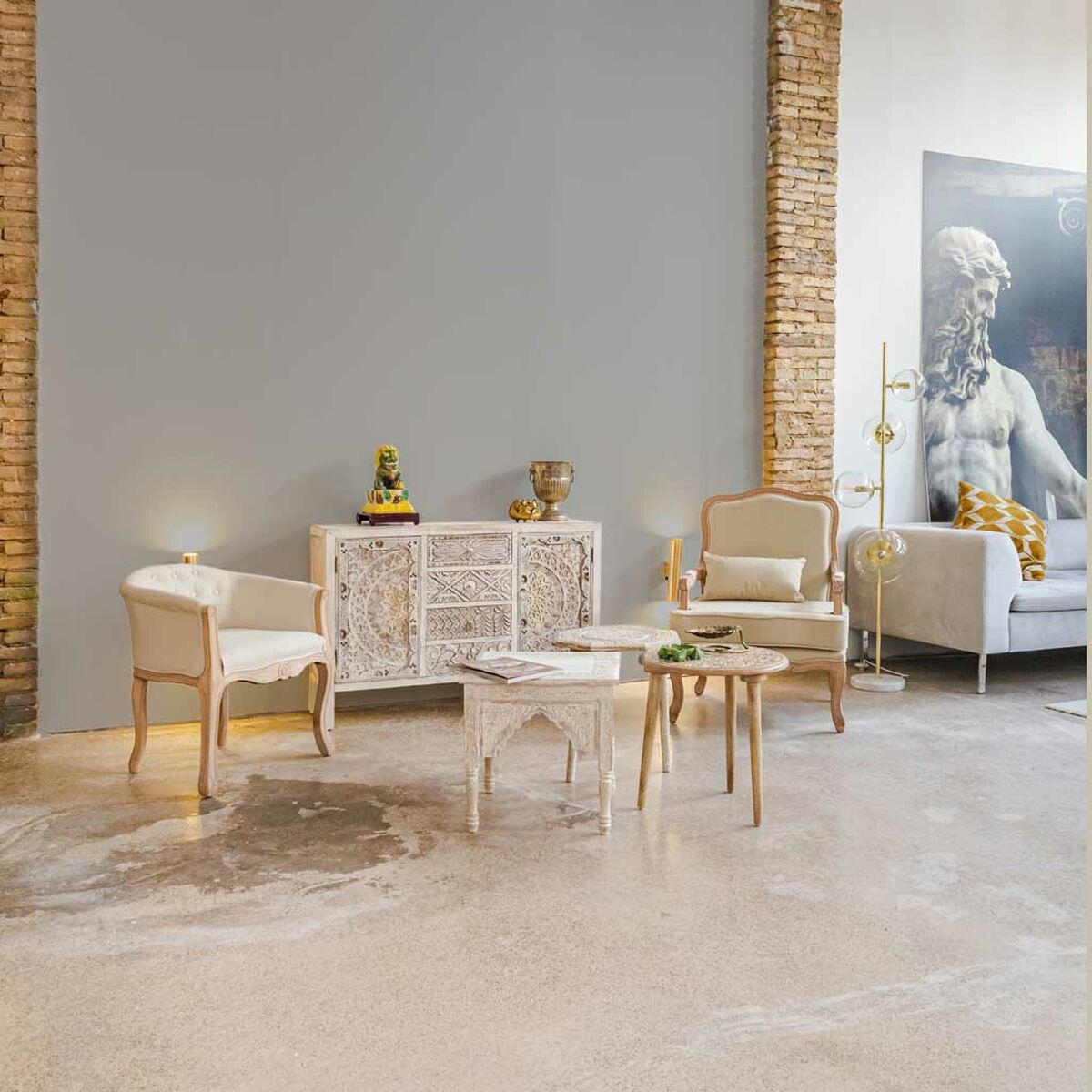 Fåtölj Alexandra House Living Grå 72 x 92 x 64 cm Möbeltapetsering - 2