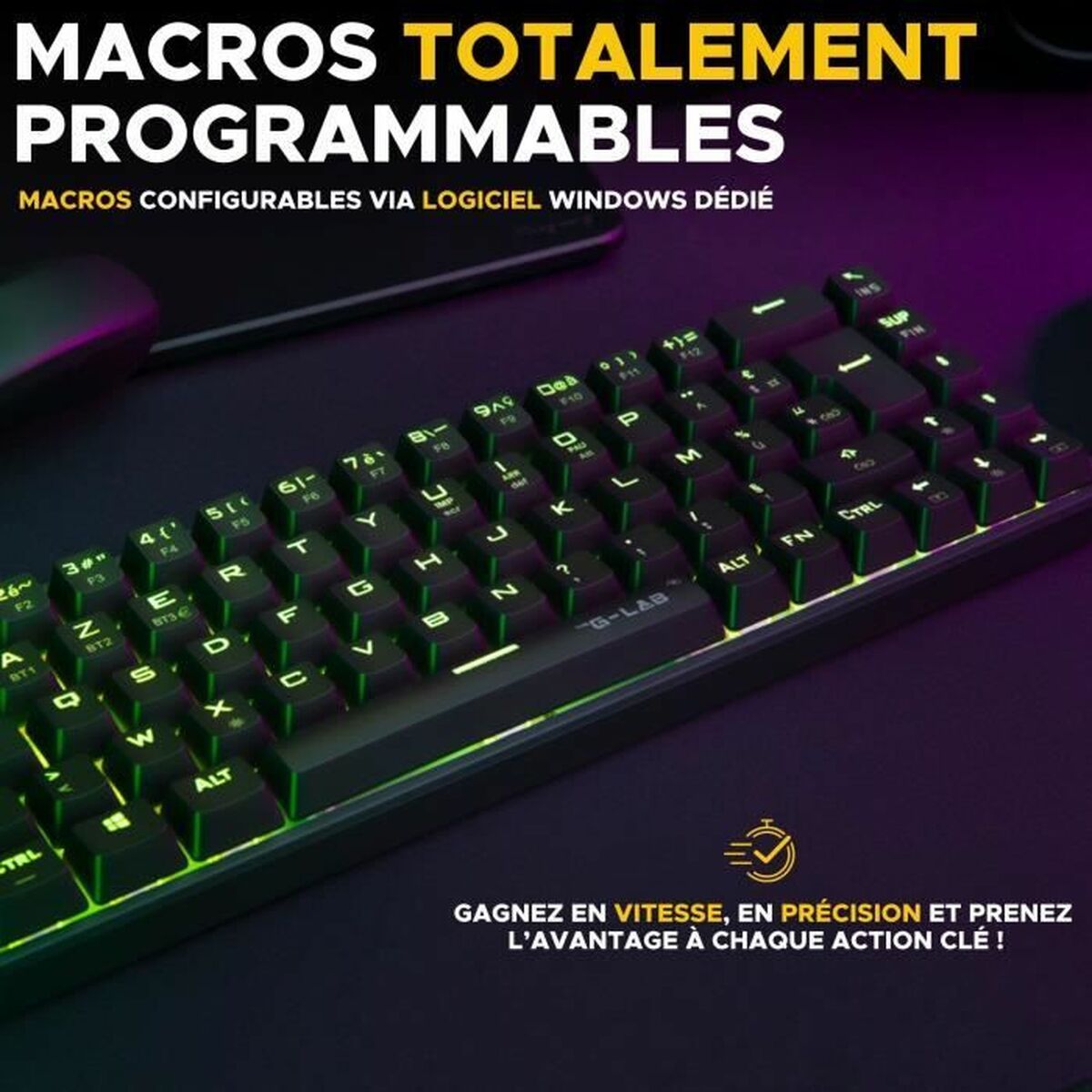 Tangentbord The G-Lab KEYZ TITAN Svart Azerty Franska - 4