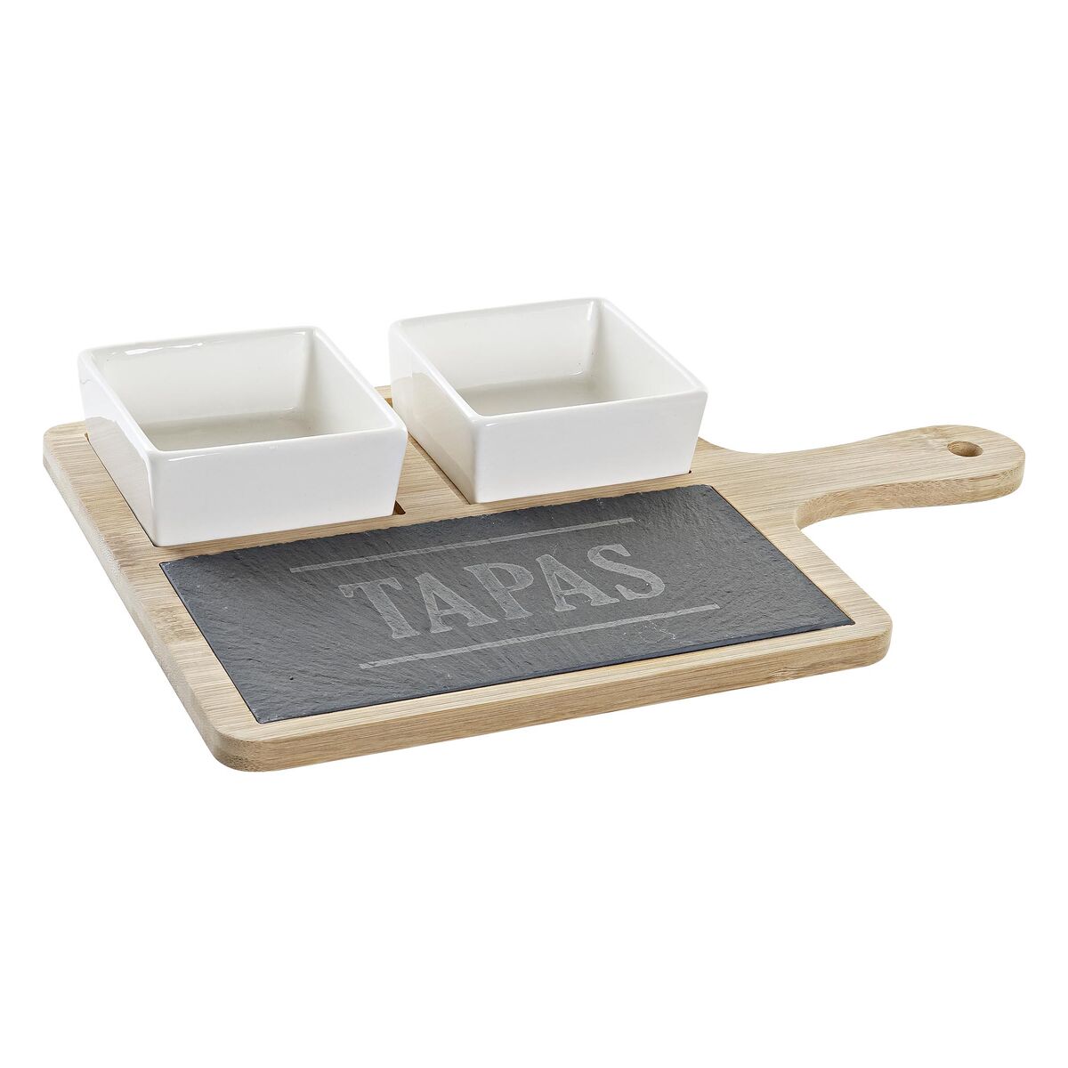 Tilltuggsset DKD Home Decor Tapas Bambu Stengods Skiffer 3 Delar 31 x 20 x 5 cm - 4