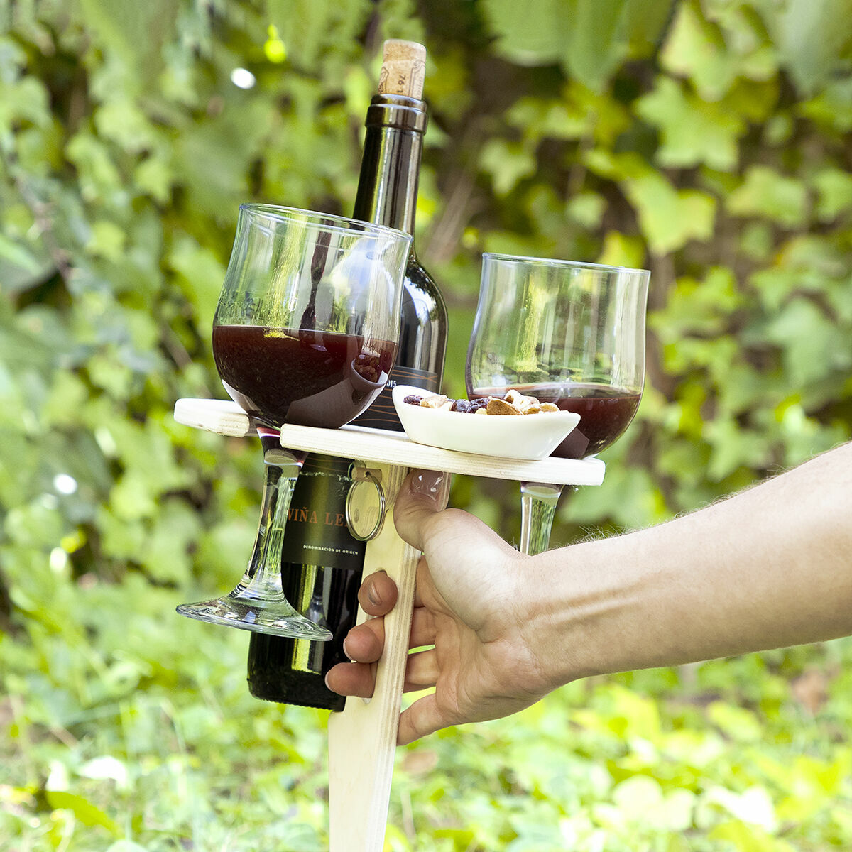 Hopfällbart och bärbart vinbord för utomhusbruk Winnek InnovaGoods WINNEK Trä (Renoverade A) - 3