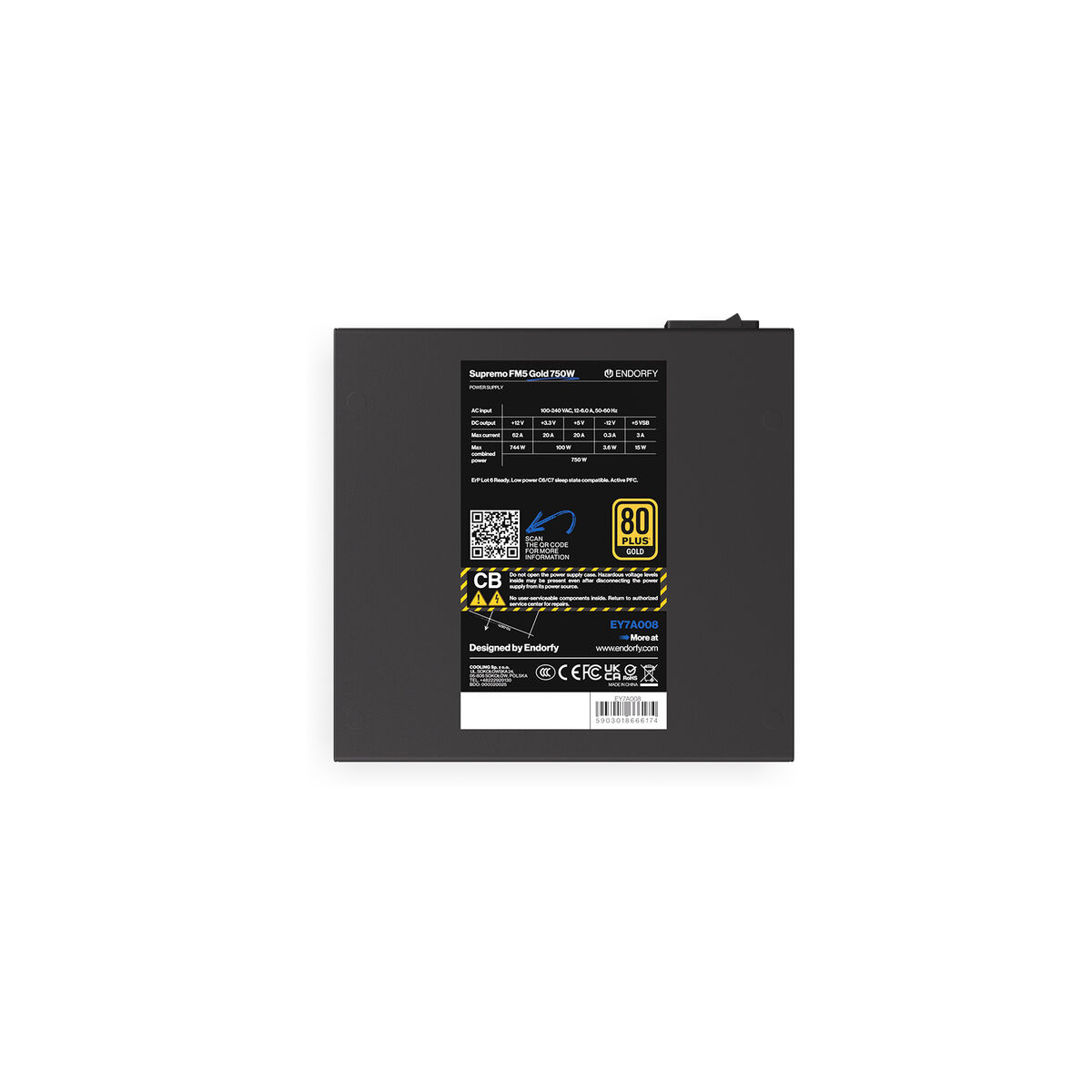 Strömtillförsel Endorfy Supremo FM5 Modulär 750 W ATX 80 Plus Gold RoHS CE FCC - 4