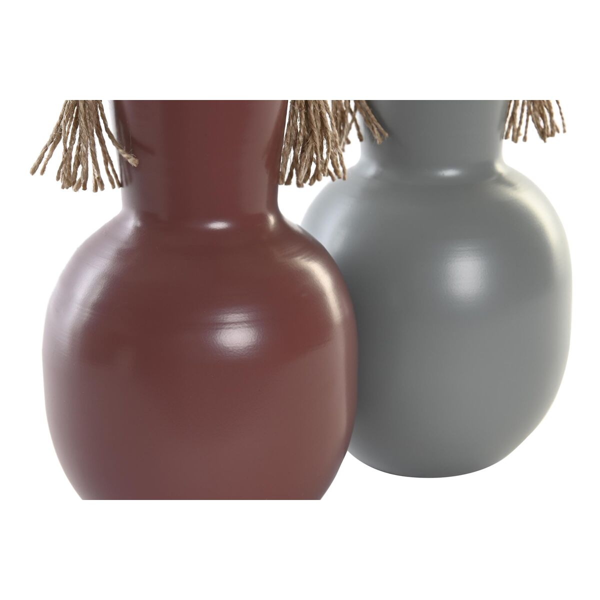 Vas DKD Home Decor 14 x 13 x 24 cm Grå Metall Terrakota n (2 antal) - 5