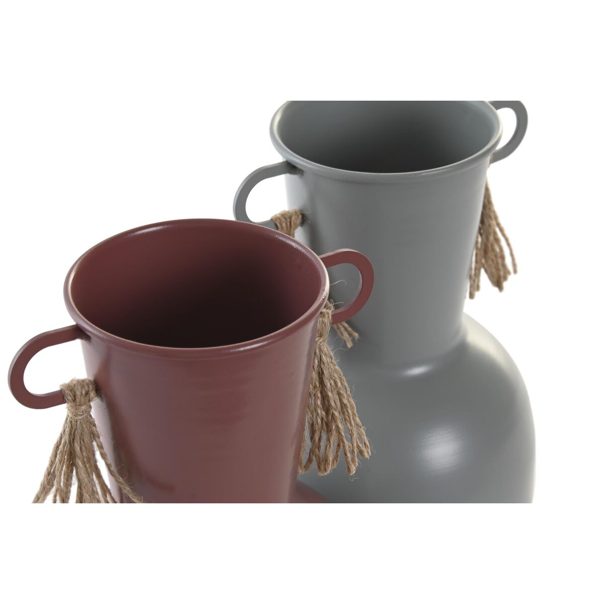 Vas DKD Home Decor 14 x 13 x 24 cm Grå Metall Terrakota n (2 antal) - 2