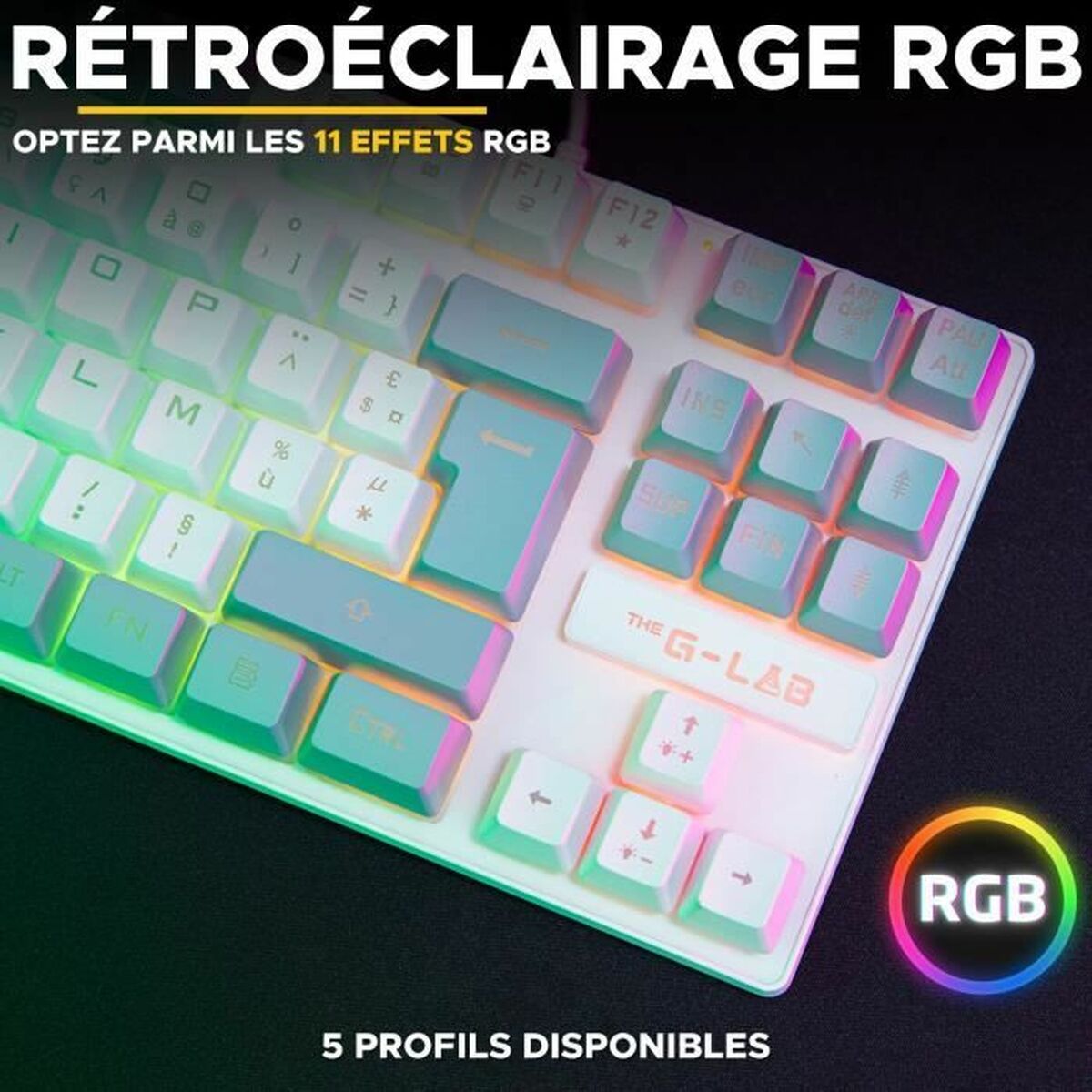 Tangentbord The G-Lab KEYZ CAESIUM Grå Azerty Franska - 2