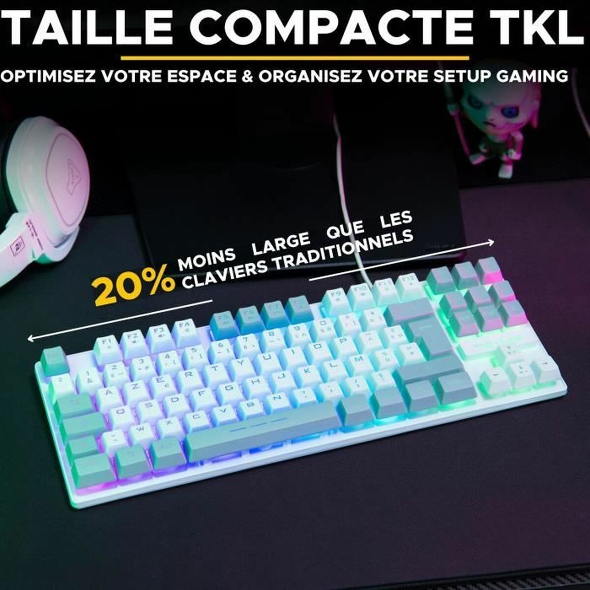 Tangentbord The G-Lab KEYZ CAESIUM Grå Azerty Franska - 3