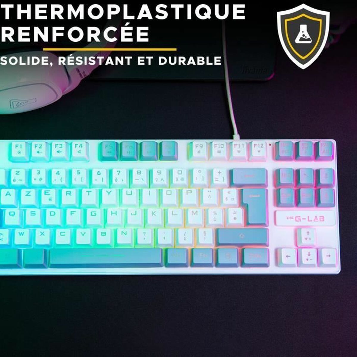 Tangentbord The G-Lab KEYZ CAESIUM Grå Azerty Franska - 6