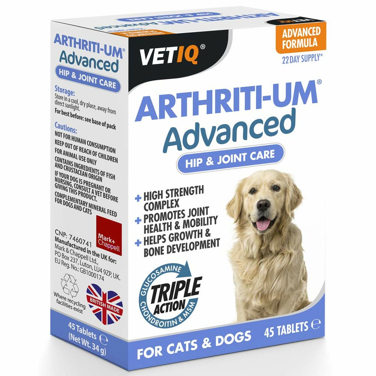 Kosttillskott och vitaminer Mark & Chappell VETIQ ARTHRITI-UM ADVANCED